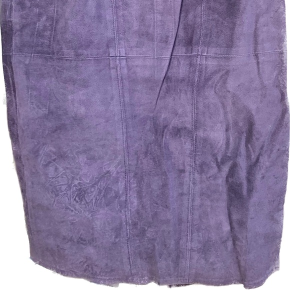 EUC vintage purple leather suede midi skirt - Picture 4 of 8